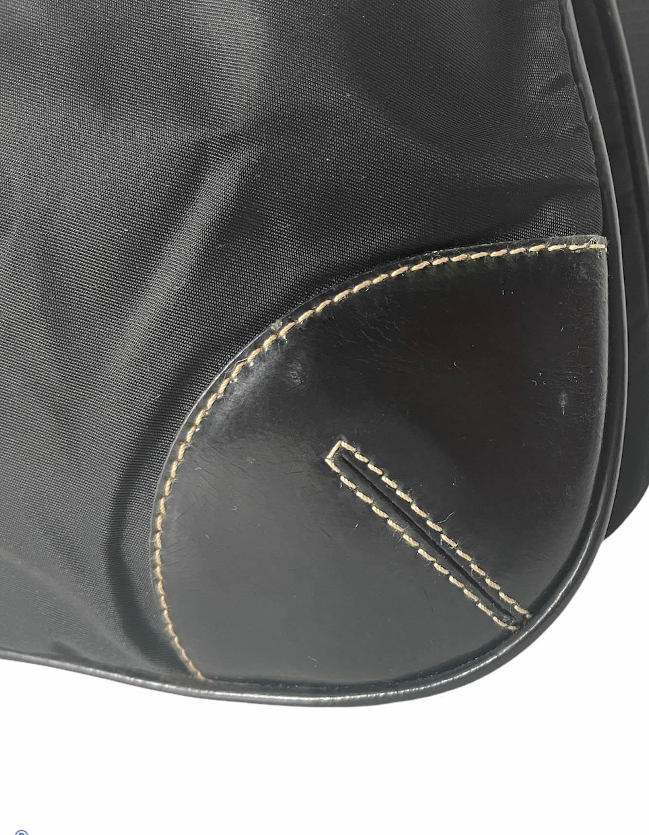 Prada Black Tessuto Nylon Crossbody Bag w/ Leather Trim & Buckle Detail 2