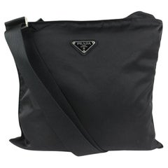 Prada Black Tessuto Nylon Crossbody Messenger Bag 1013pr23