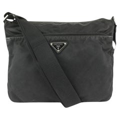 Vintage Prada Black Tessuto Nylon Crossbody Messenger Bag 108pr57