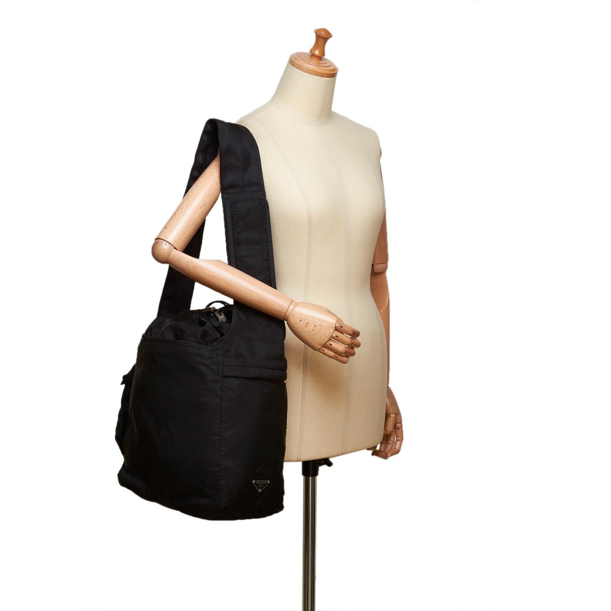 Prada Black Tessuto Nylon Drawstring Shoulder Bag 4