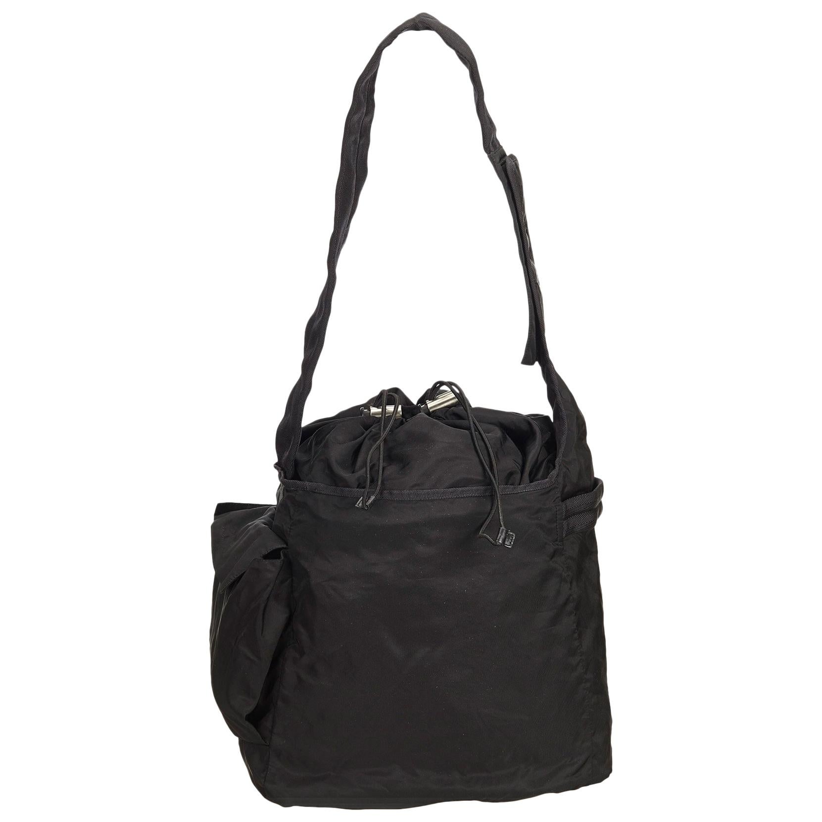 Prada Black Tessuto Nylon Drawstring Shoulder Bag