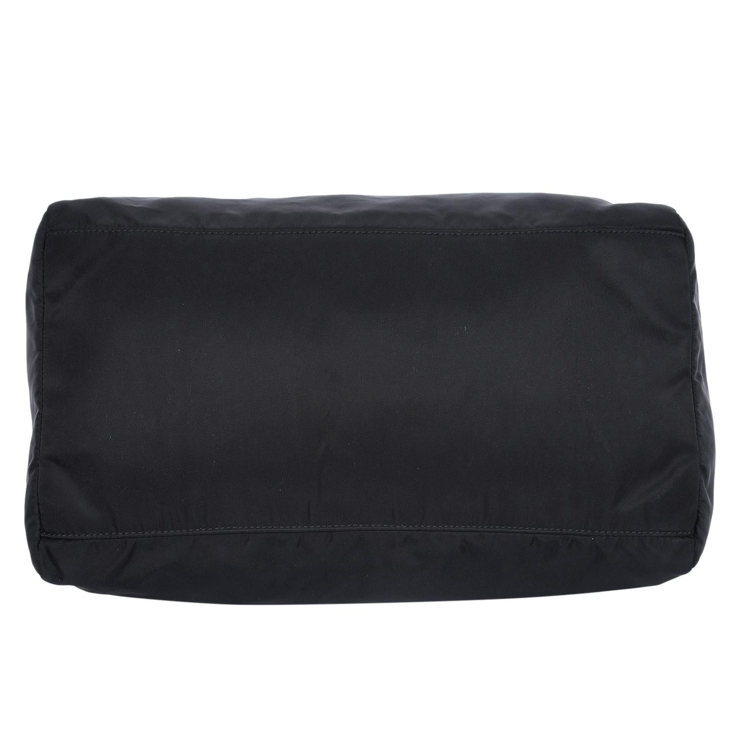 Prada Black Tessuto Nylon Duffle Shoulder Bag For Sale 9