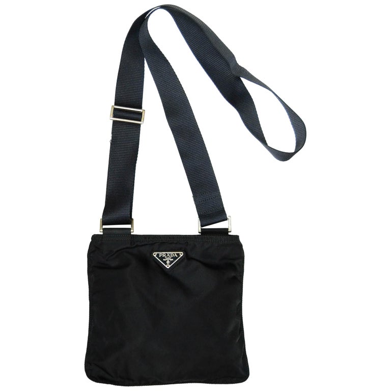 Prada Black Tessuto Nylon Flat Mini Crossbody Bag For Sale at 1stDibs