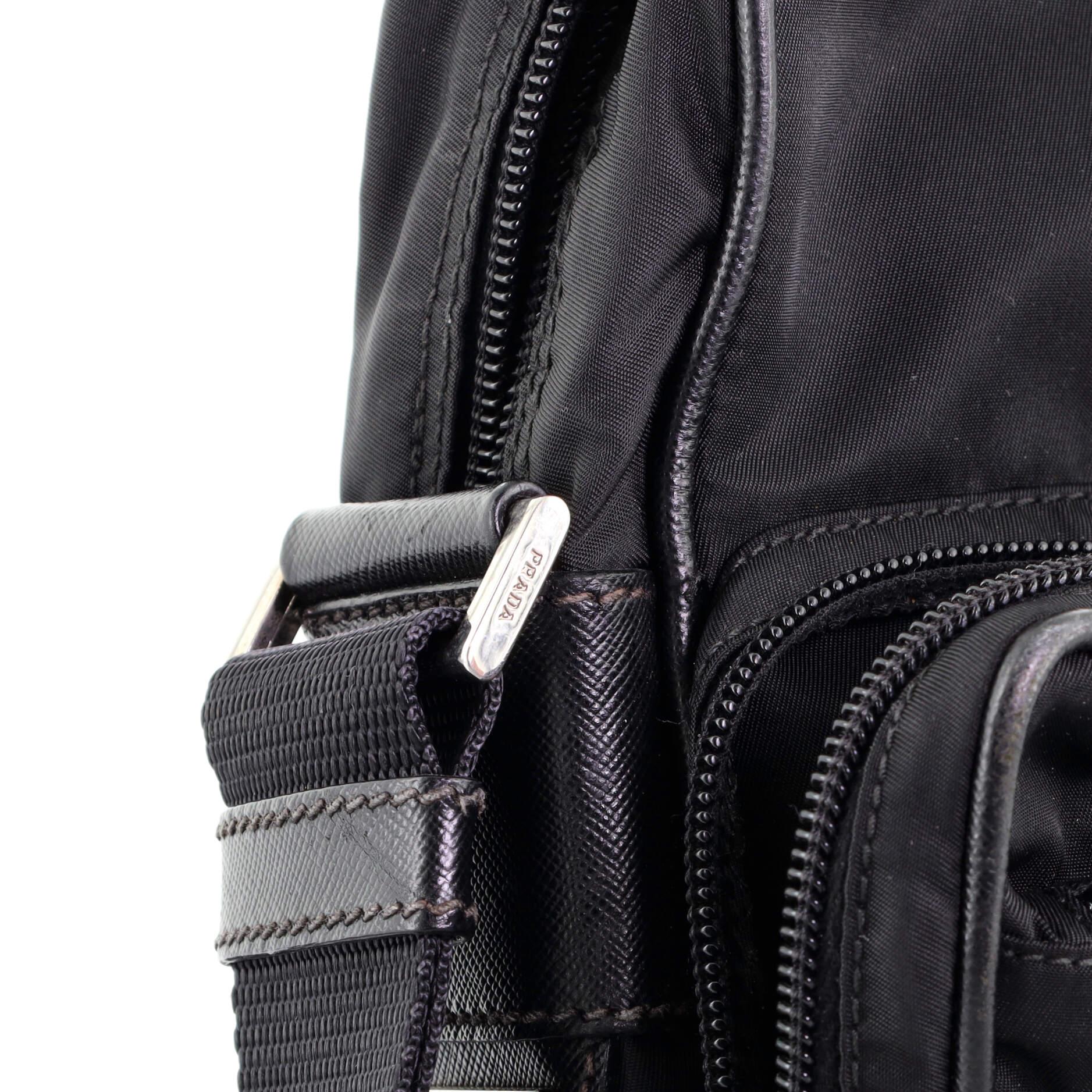 Women's Prada Black Tessuto Nylon Front Pocket Crossbody Bag