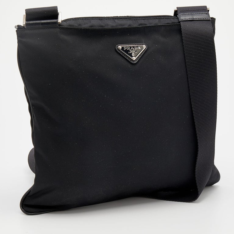 Prada Black Tessuto Nylon Messenger Bag at 1stDibs  prada messenger bag, prada  bandoliera nylon shoulder bag