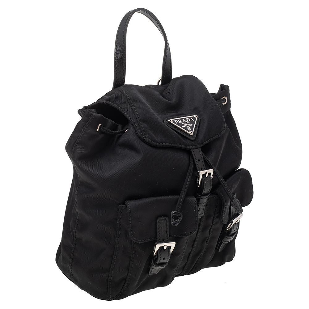 Prada Black Tessuto Nylon Mini Backpack Shoulder Bag In Excellent Condition In Dubai, Al Qouz 2