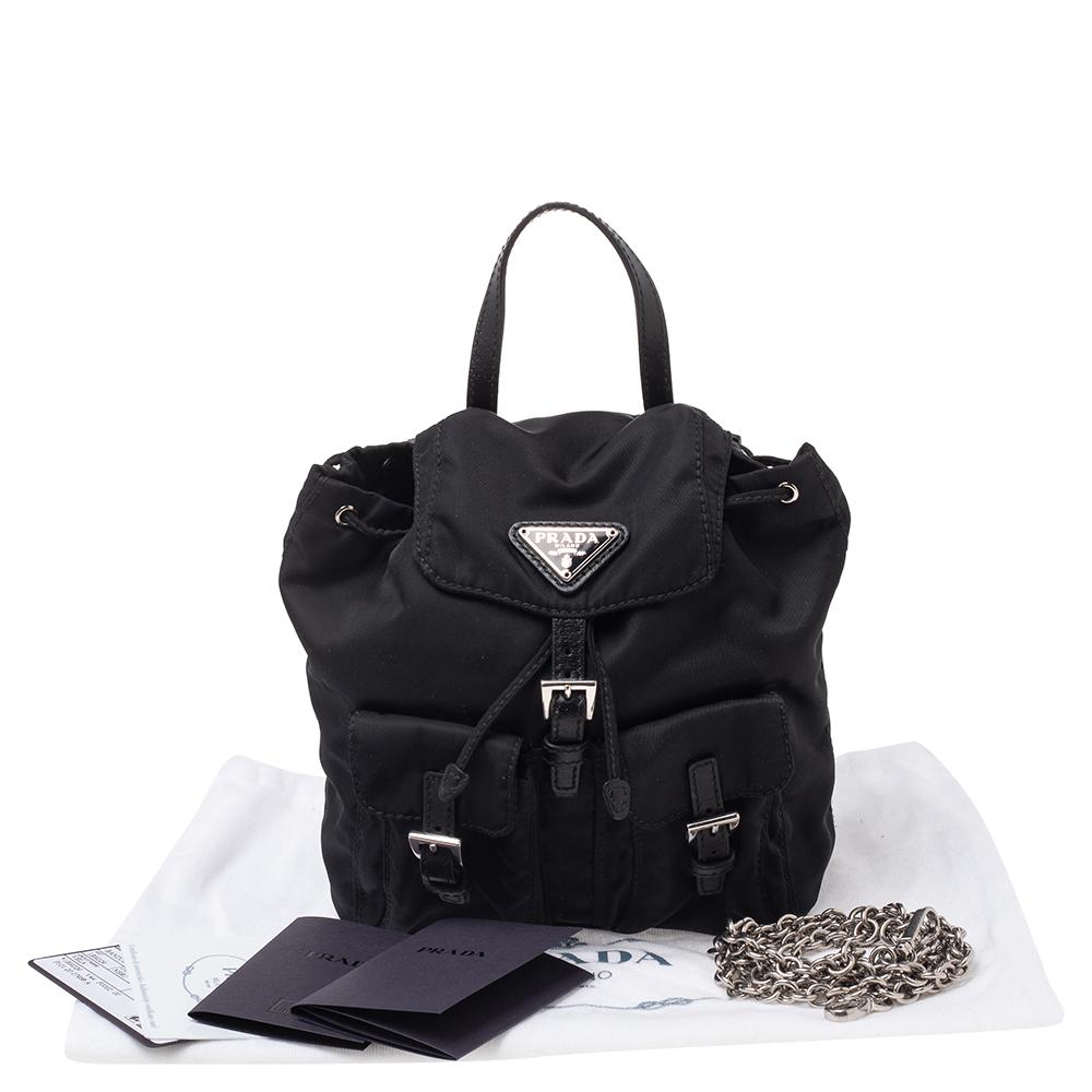 Prada Black Tessuto Nylon Mini Backpack Shoulder Bag 1