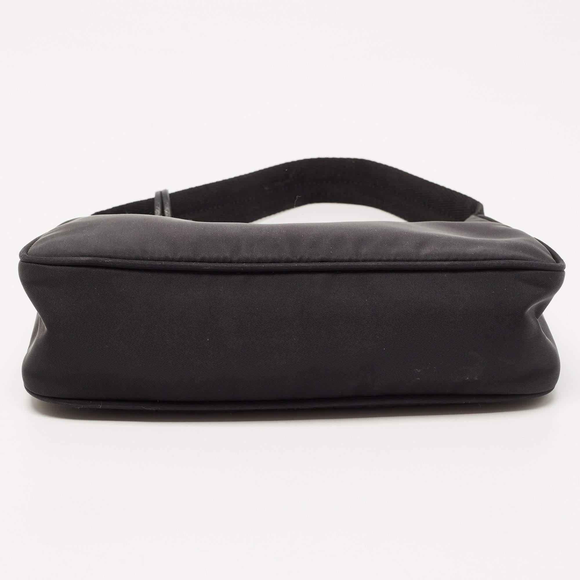 Prada Black Tessuto Nylon Re-Edition 2000 Baguette Bag 1