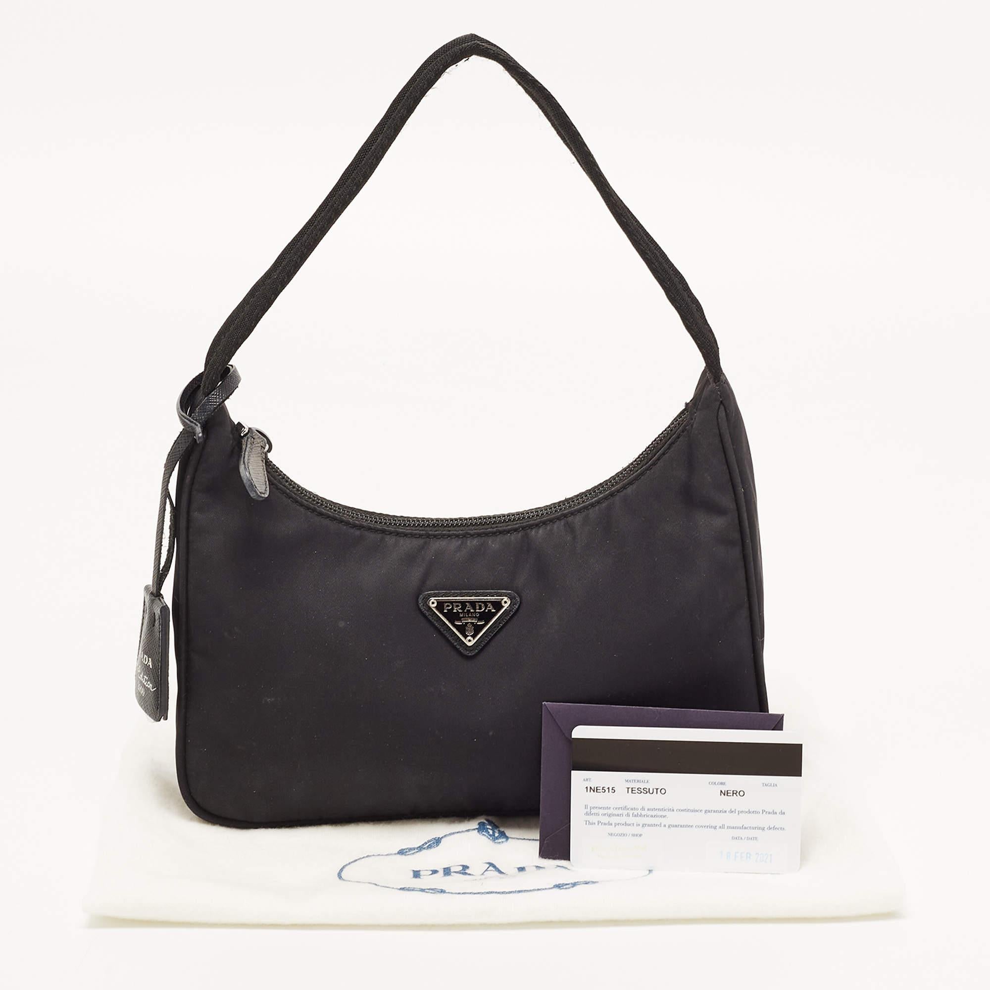 Prada Black Tessuto Nylon Re-Edition 2000 Baguette Bag 3