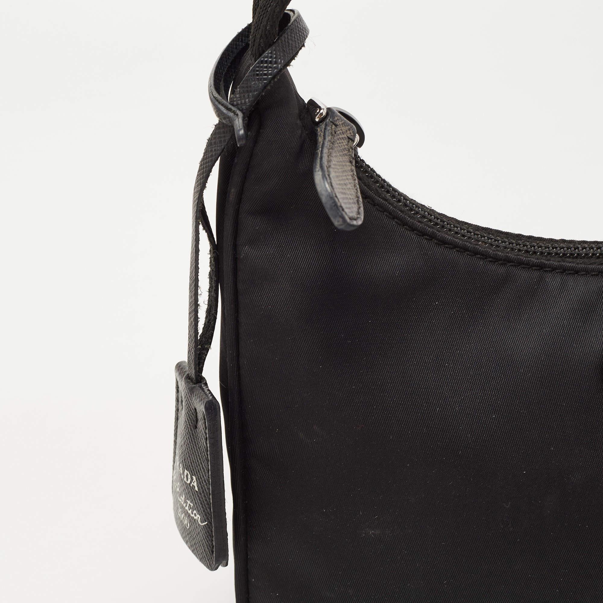 Prada Black Tessuto Nylon Re-Edition 2000 Baguette Bag 5