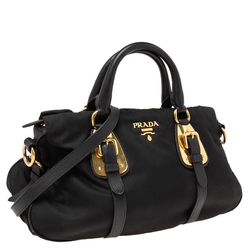 Women's Prada Black Tessuto Nylon Satchel Bag