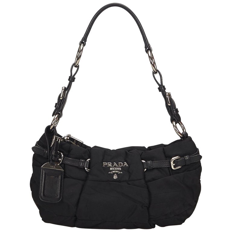 Prada Black Tessuto Nylon Shoulder Bag at 1stdibs