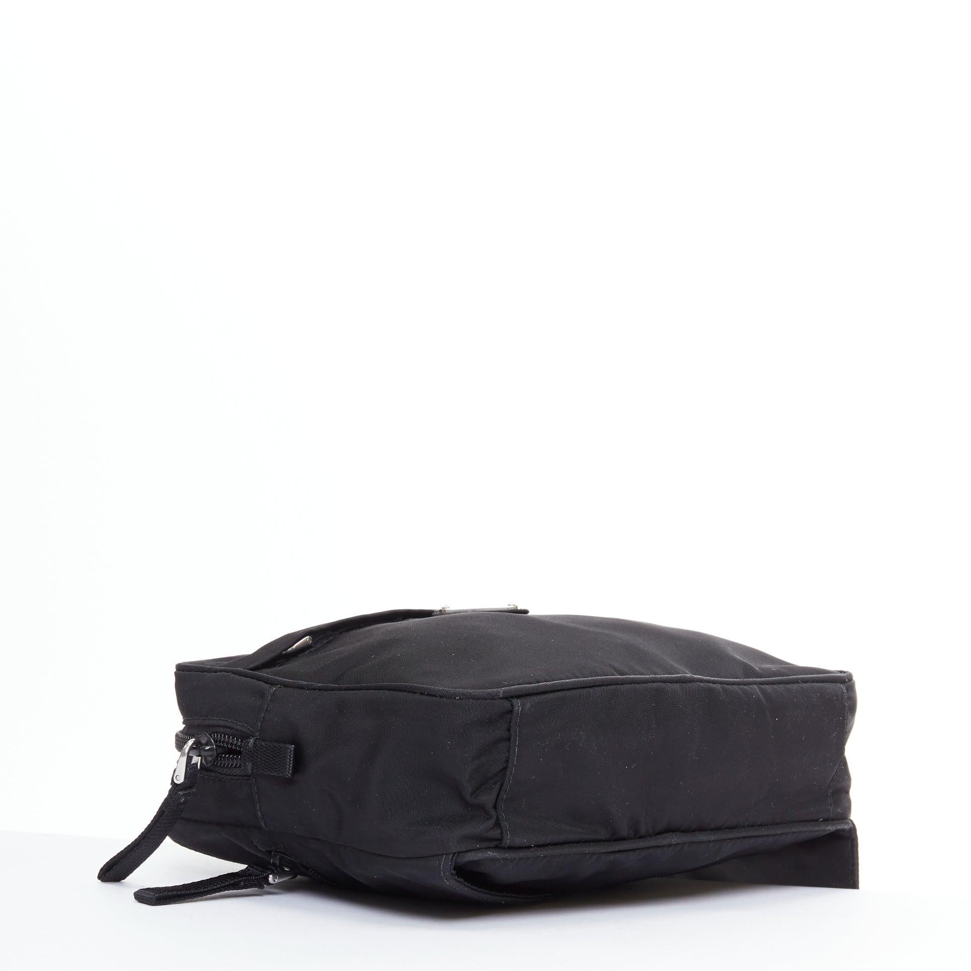PRADA black tessuto nylon silver triangle plate crossbody waist bum bag 1