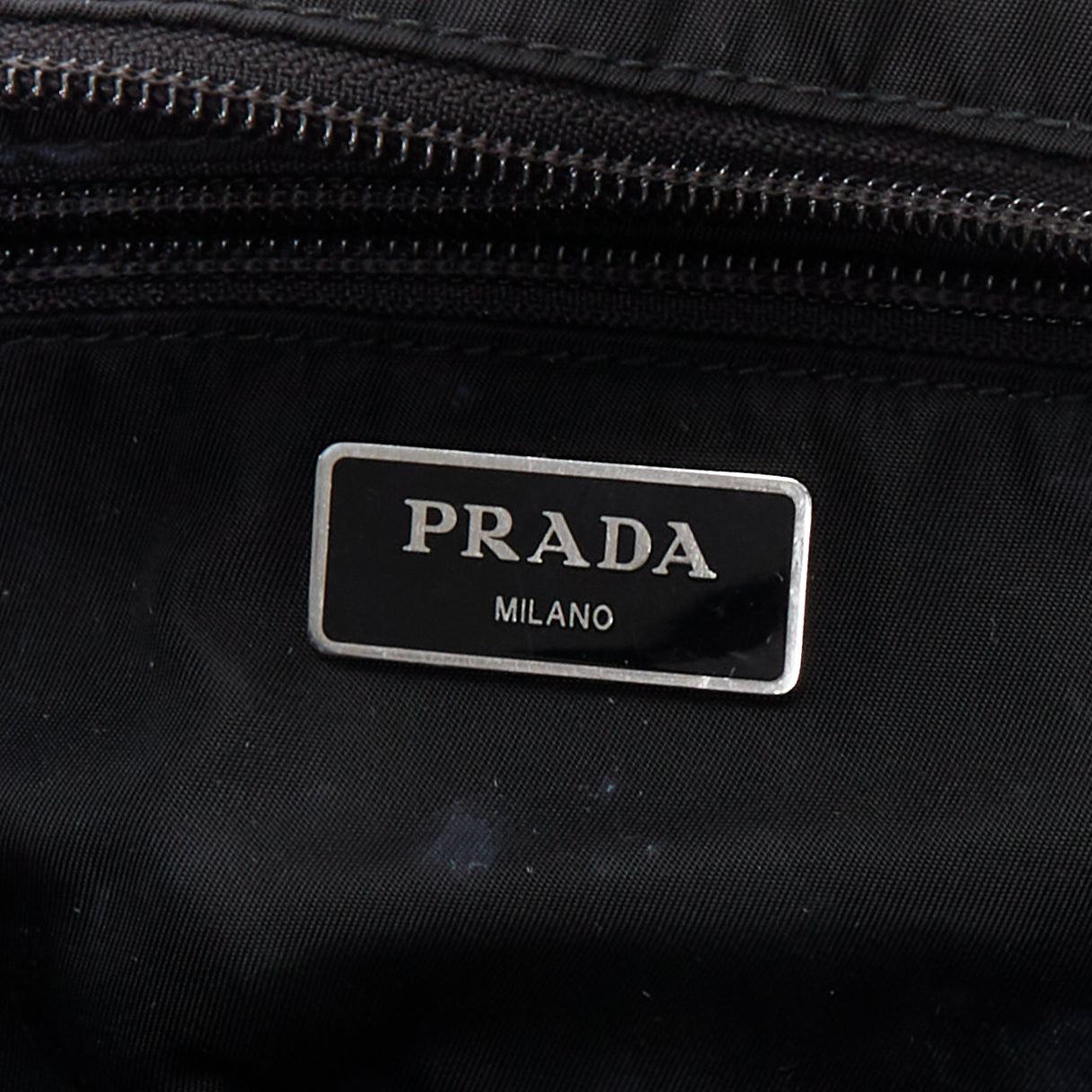 PRADA black tessuto nylon silver triangle plate crossbody waist bum bag 5