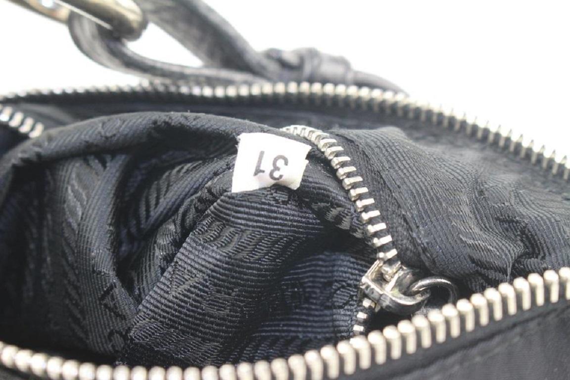 Women's Prada Black Tessuto Nylon x Leather Mini Hobo Bag 1pr114
