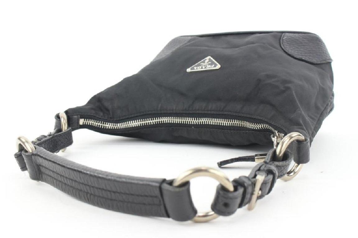 Prada Black Tessuto Nylon x Leather Mini Hobo Bag 1pr114 1