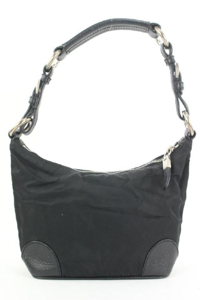 Prada Black Tessuto Nylon x Leather Mini Hobo Bag 1pr114 2