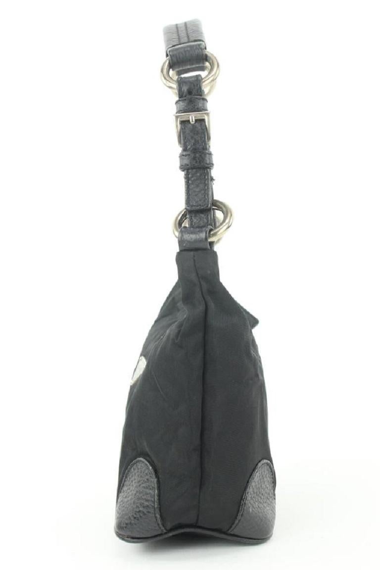 Prada Black Tessuto Nylon x Leather Mini Hobo Bag 1pr114 4