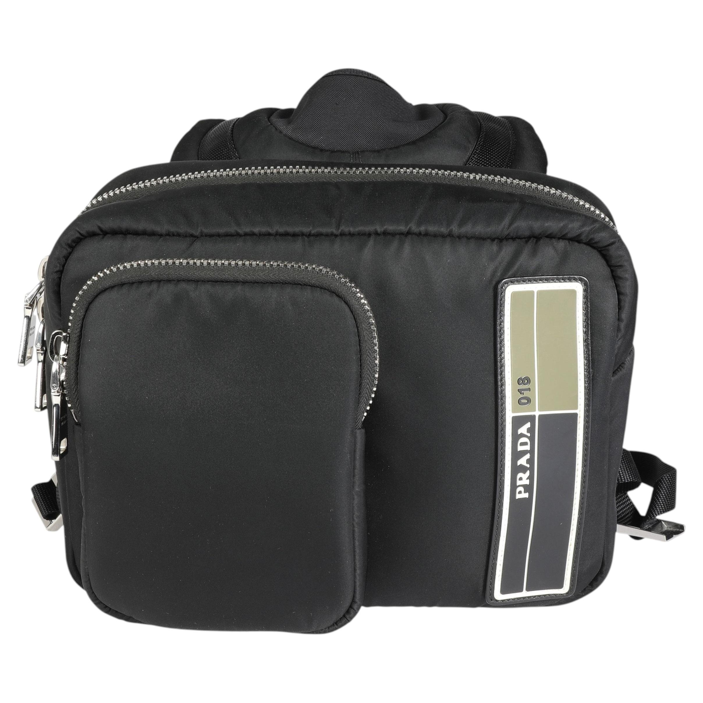 Pre-owned Prada Black Tessuto Pocket Nylon Technical Backpack