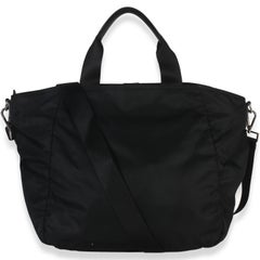 Prada Black Tessuto Saffiano Leather Large Weekender Tote