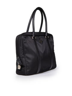 Prada Black Tessuto Saffiano Trim Handbag