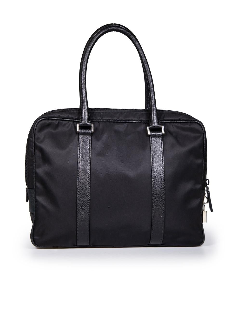 Prada Black Tessuto Saffiano Trim Handbag In Excellent Condition For Sale In London, GB