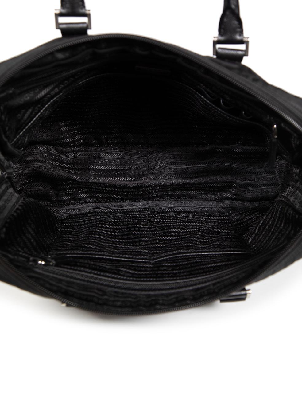 Prada Black Tessuto Saffiano Trim Handbag For Sale 1