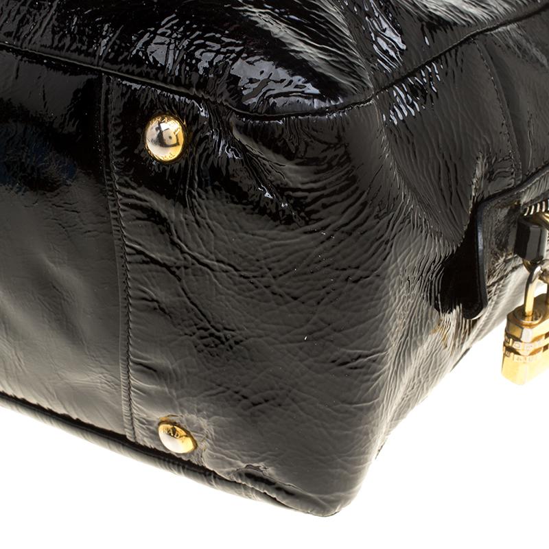 Prada Black Textured Patent Leather Satchel 6