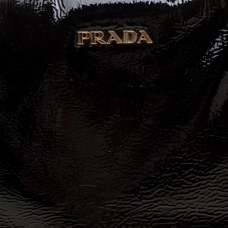 Prada Black Textured Patent Leather Satchel 2