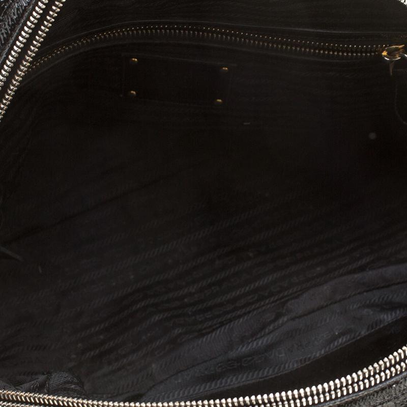 Prada Black Textured Patent Leather Satchel 3