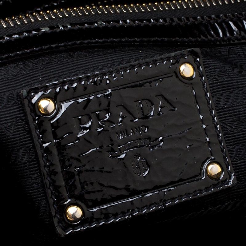 Prada Black Textured Patent Leather Satchel 4