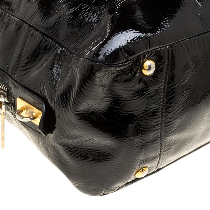 Prada Black Textured Patent Leather Satchel 5
