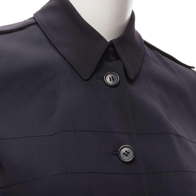 PRADA black topstitched pocketed long sleeves fitted military jacket top IT40 S
Reference: TGAS/C01633
Brand: Prada
Designer: Miuccia Prada
Material: Acetate, Blend
Color: Black
Pattern: Solid
Closure: Button
Lining: Fabric
Extra Details: Fabric