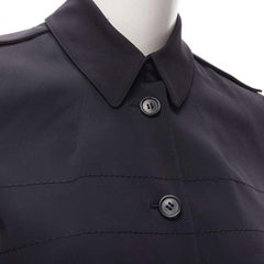PRADA black topstitched pocketed long sleeves fitted military jacket top IT40 S