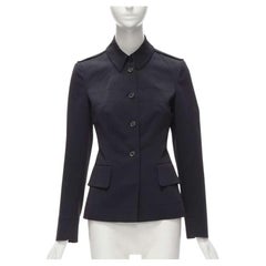 PRADA black topstitched pocketed long sleeves fitted military jacket top IT40 S