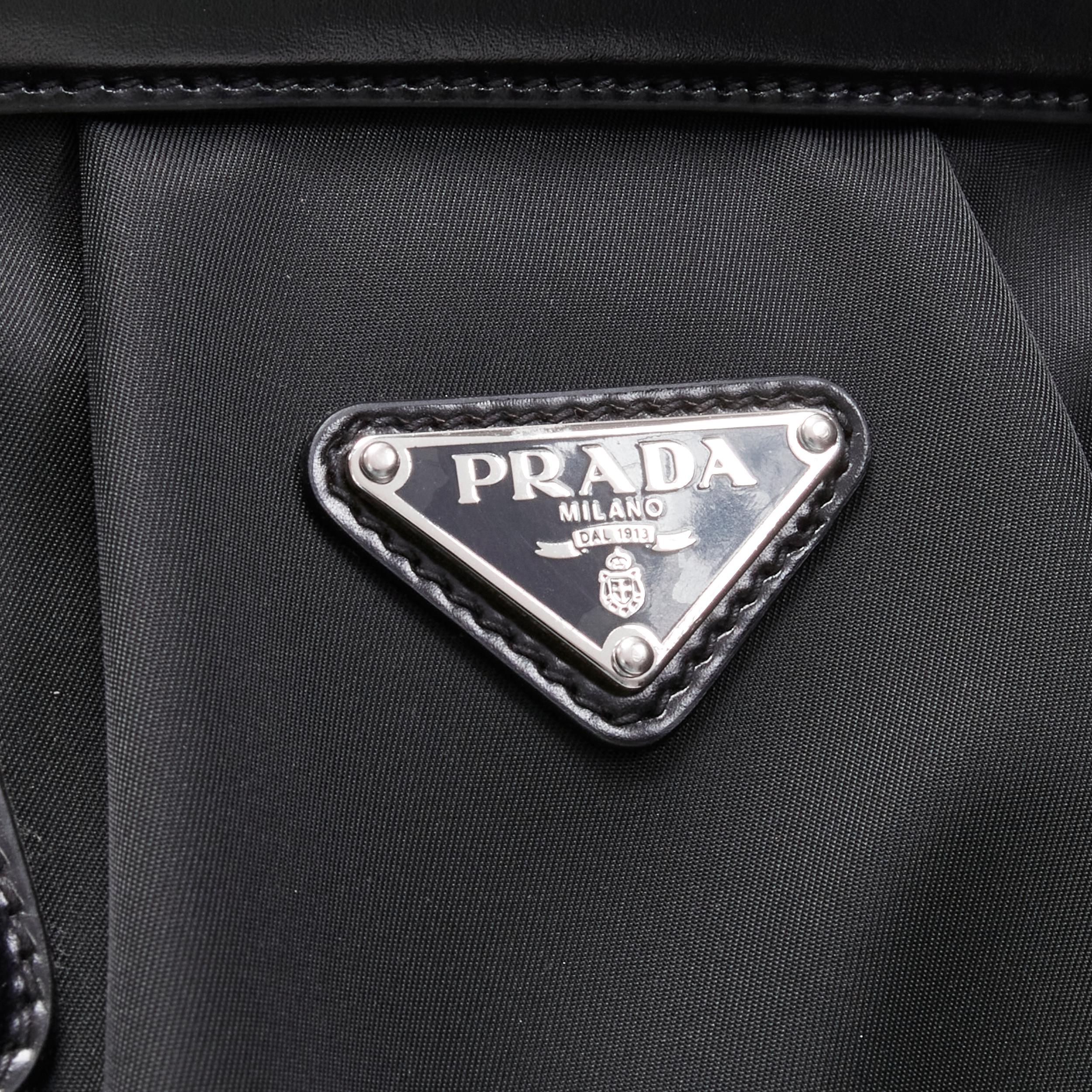 PRADA black triangle enamel logo seal black Tessuto nylon tote bag In Excellent Condition In Hong Kong, NT