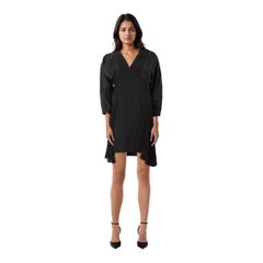 Prada Black V Neck Hooded Re-Nylon Pleated Skirt Dress Size S