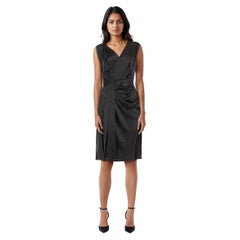 Prada Black V-Neck Knee Length Pleated Dress Size S