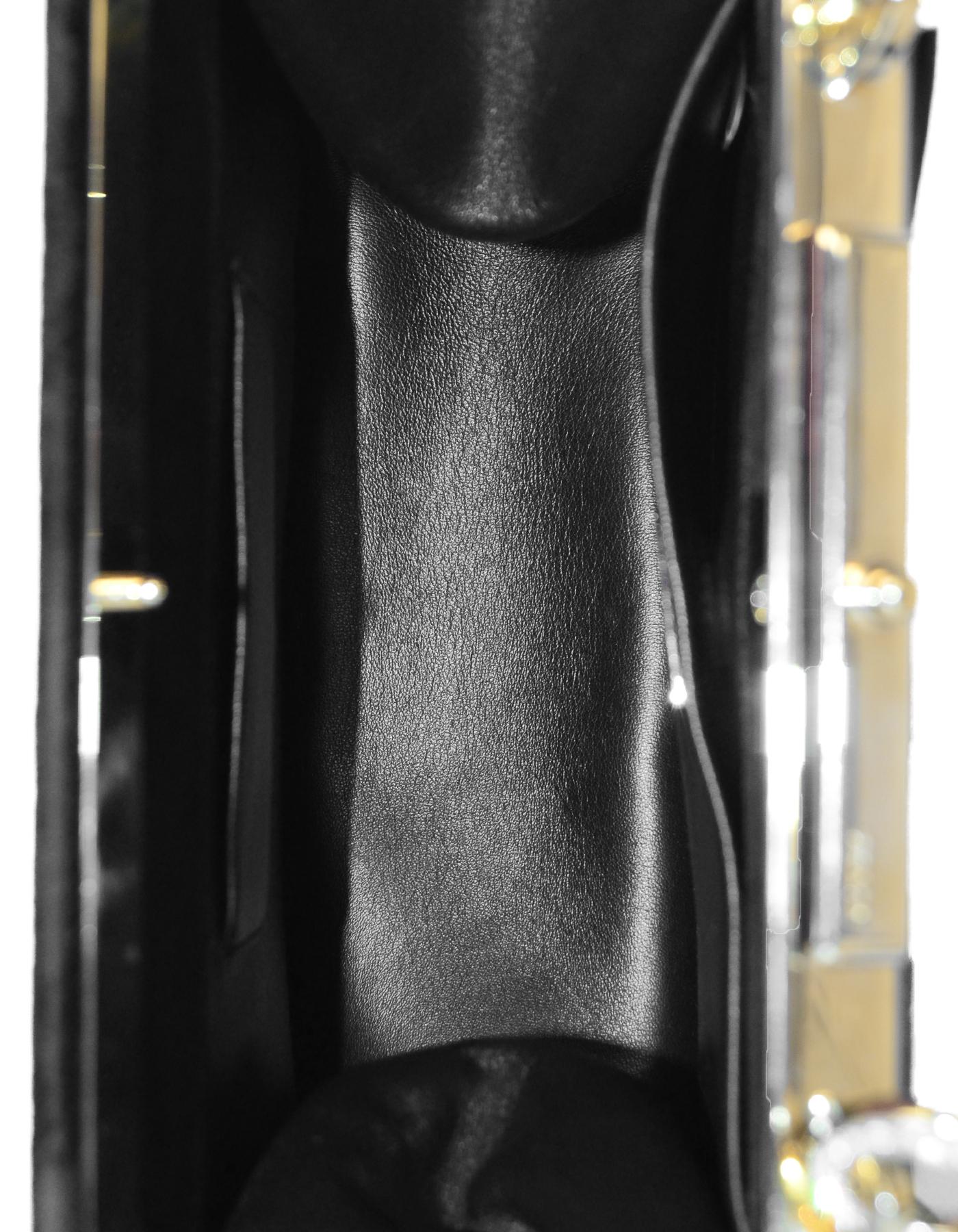 Prada Black Velluto Velvet Crystal Embellished Frame Doctor Bag 1BA144 In Excellent Condition In New York, NY