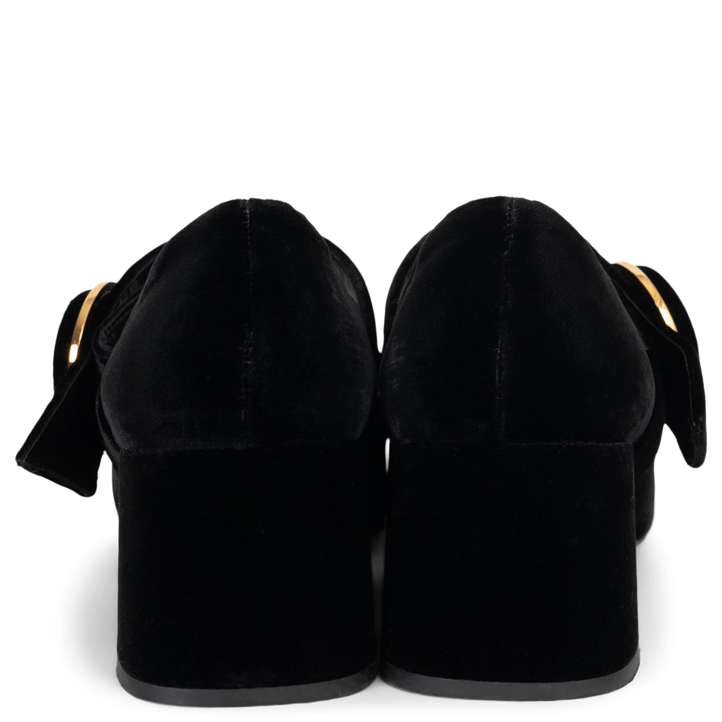 PRADA terciopelo negro 2017 Zapatos MARY JANE 38.5 en Excelente estado para la venta en Zürich, CH