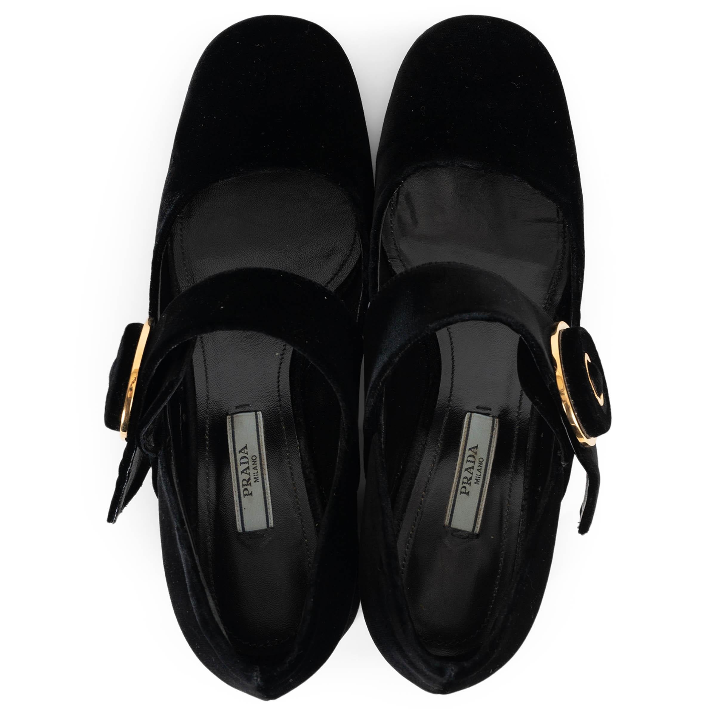 De las mujeres PRADA terciopelo negro 2017 Zapatos MARY JANE 38.5 en venta