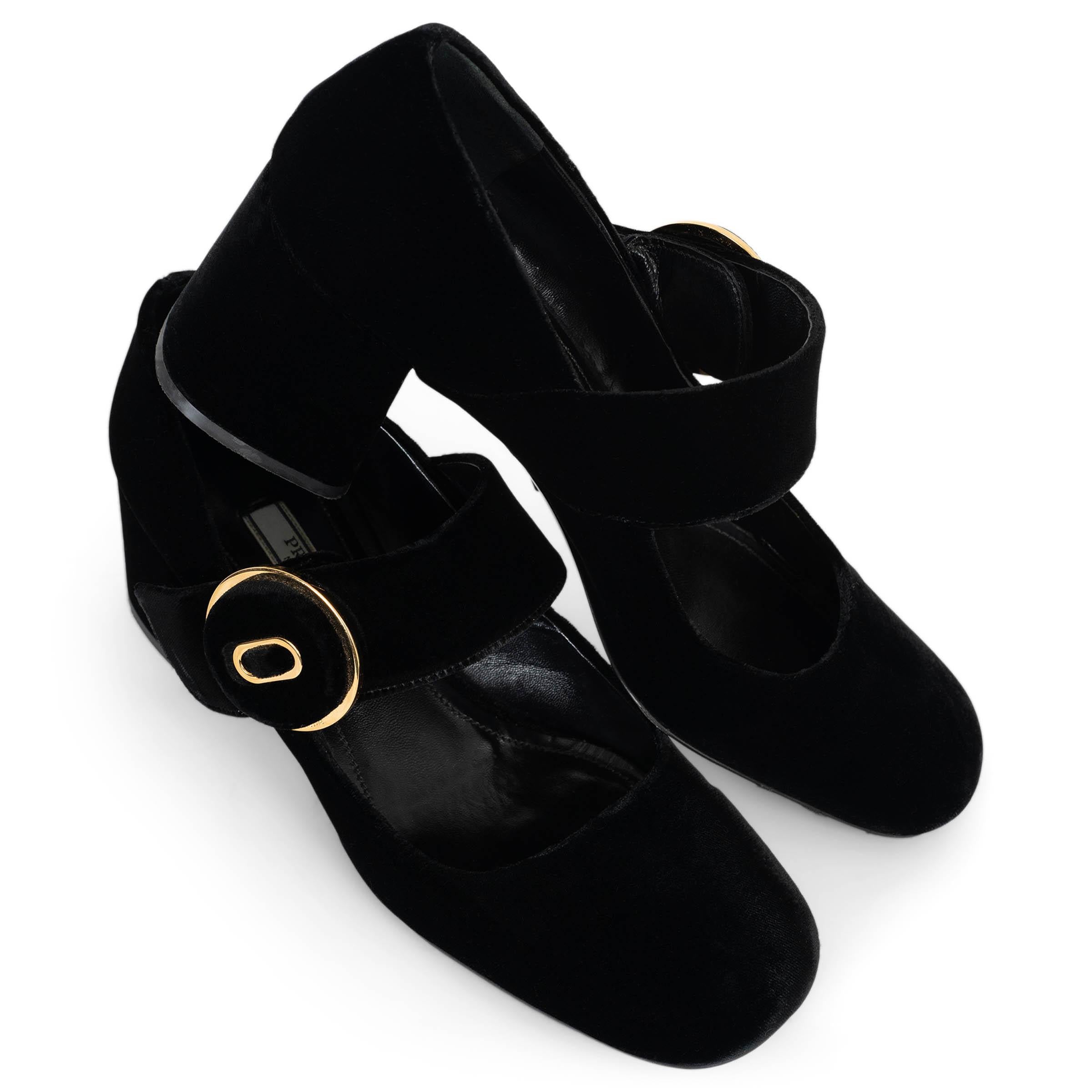 PRADA terciopelo negro 2017 Zapatos MARY JANE 38.5 en venta 1