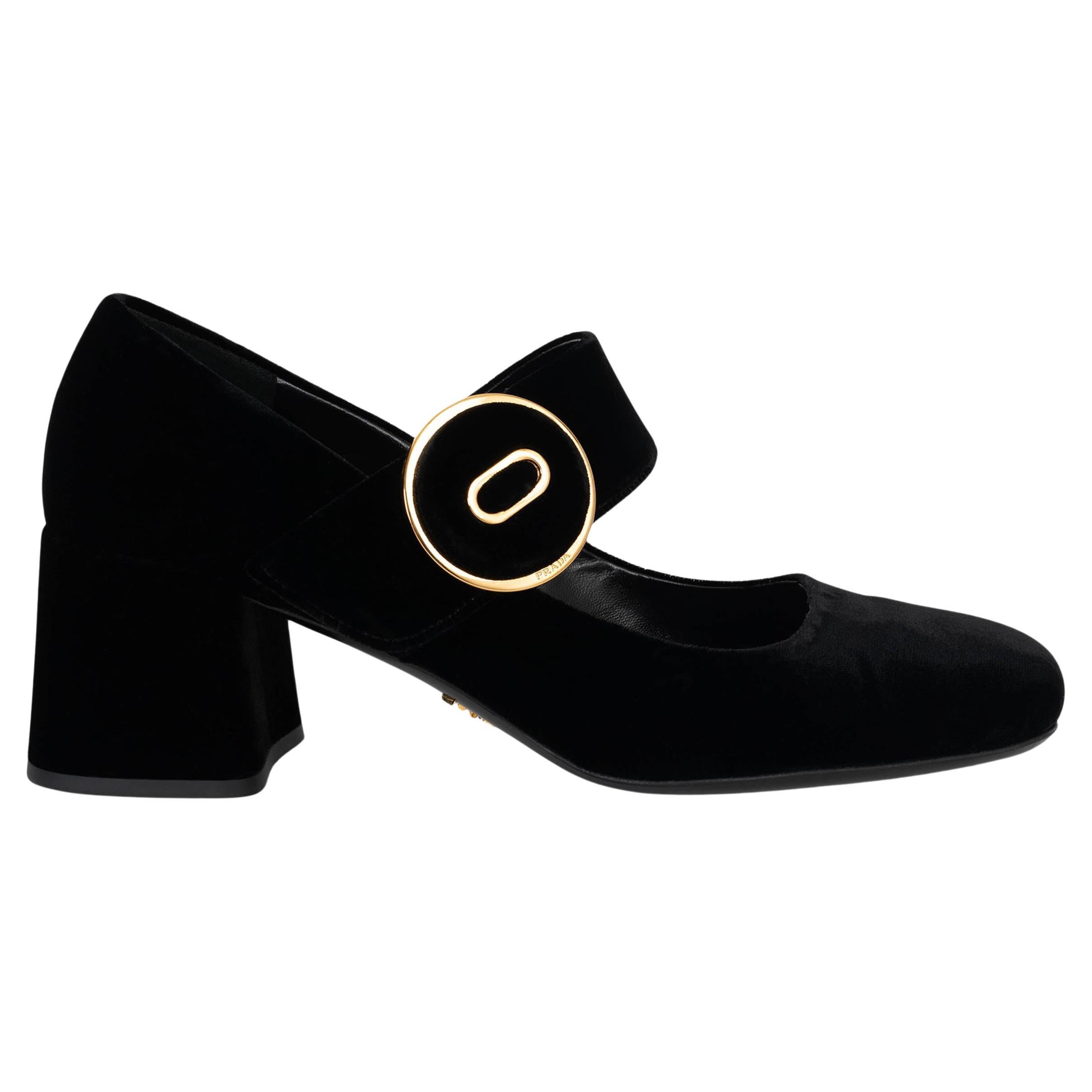 PRADA terciopelo negro 2017 Zapatos MARY JANE 38.5 en venta