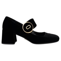 PRADA black velvet 2017 MARY JANE Pumps Shoes 38.5