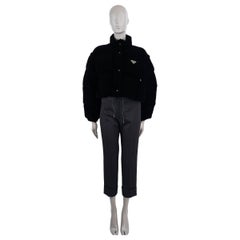 PRADA black velvet 2022 CONVERTIBLE DOWN Vest Jacket 42 M