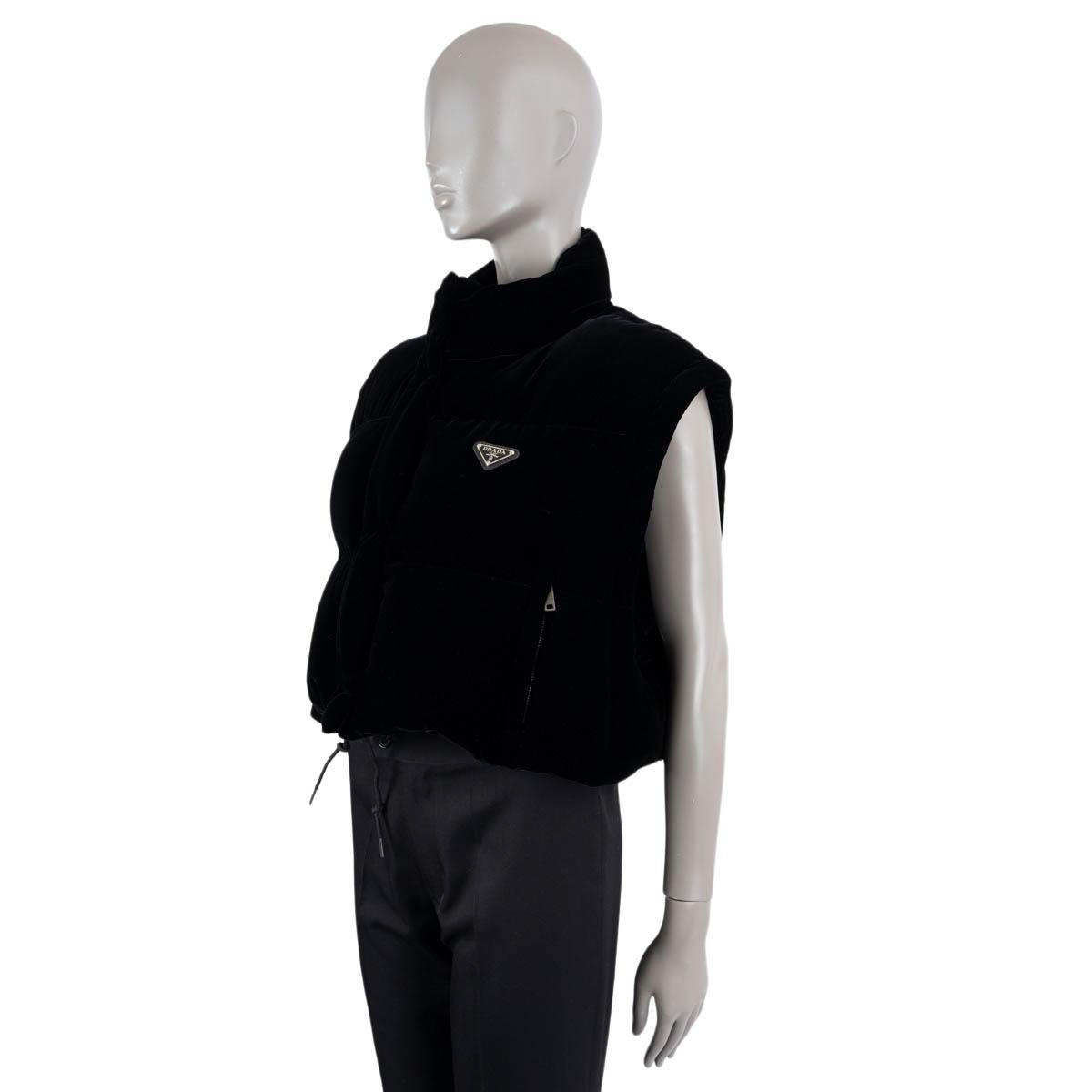 PRADA black velvet 2022 CONVERTIBLE DOWN Vest Jacket 42 M 1