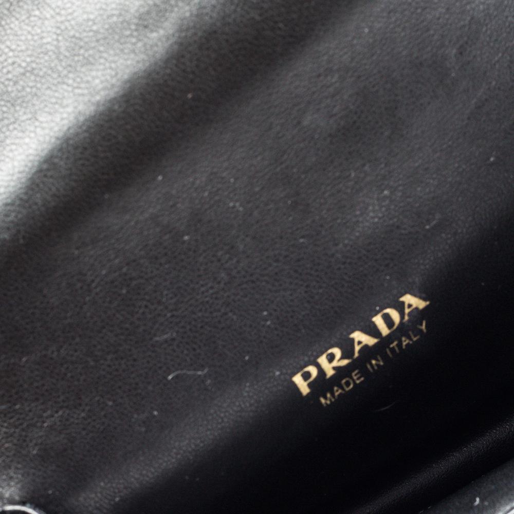 Women's Prada Black Velvet and Croc Embossed Leather Micro Cahier Crossbody Bag