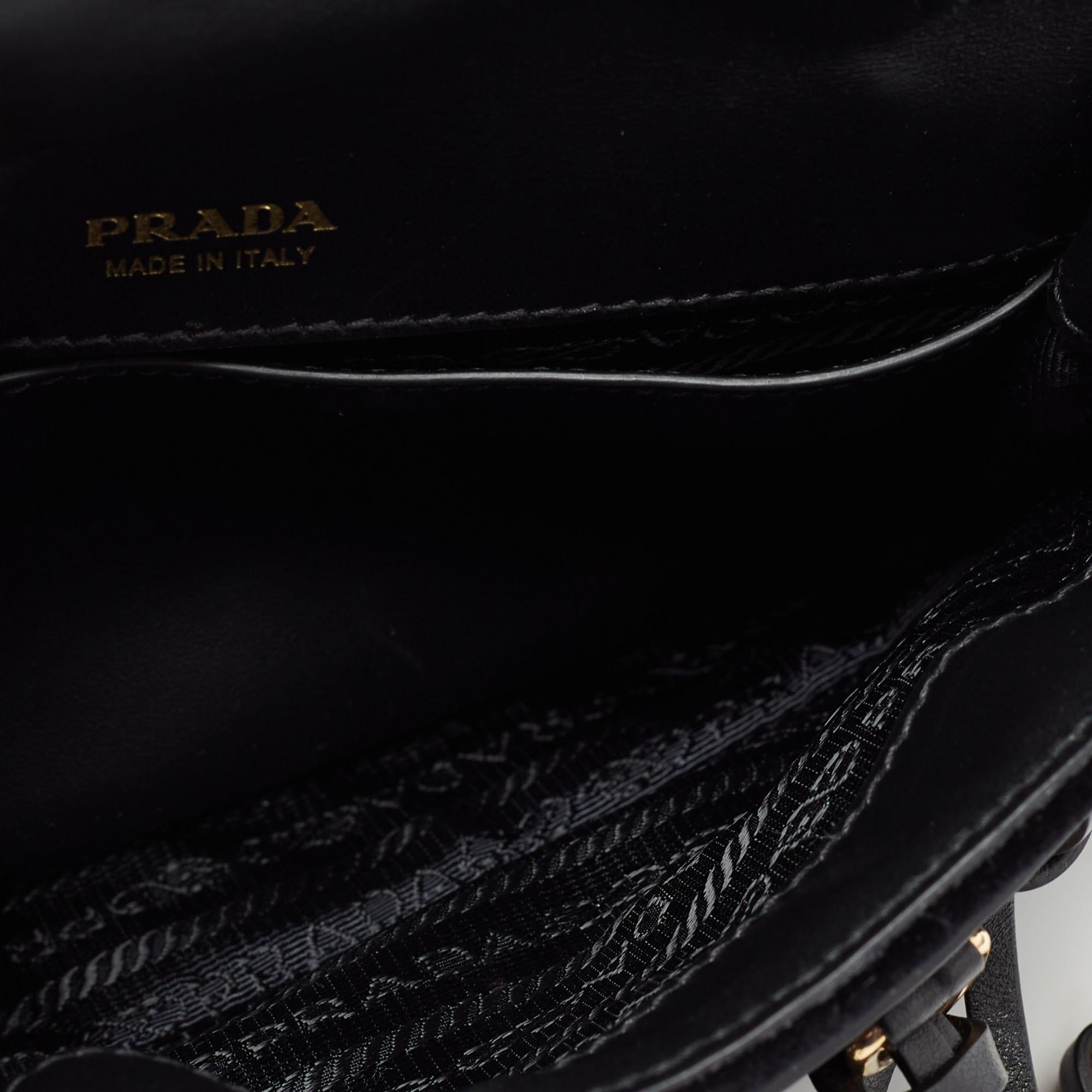 Prada Black Velvet and Leather Corsaire Chain Belt Bag 4
