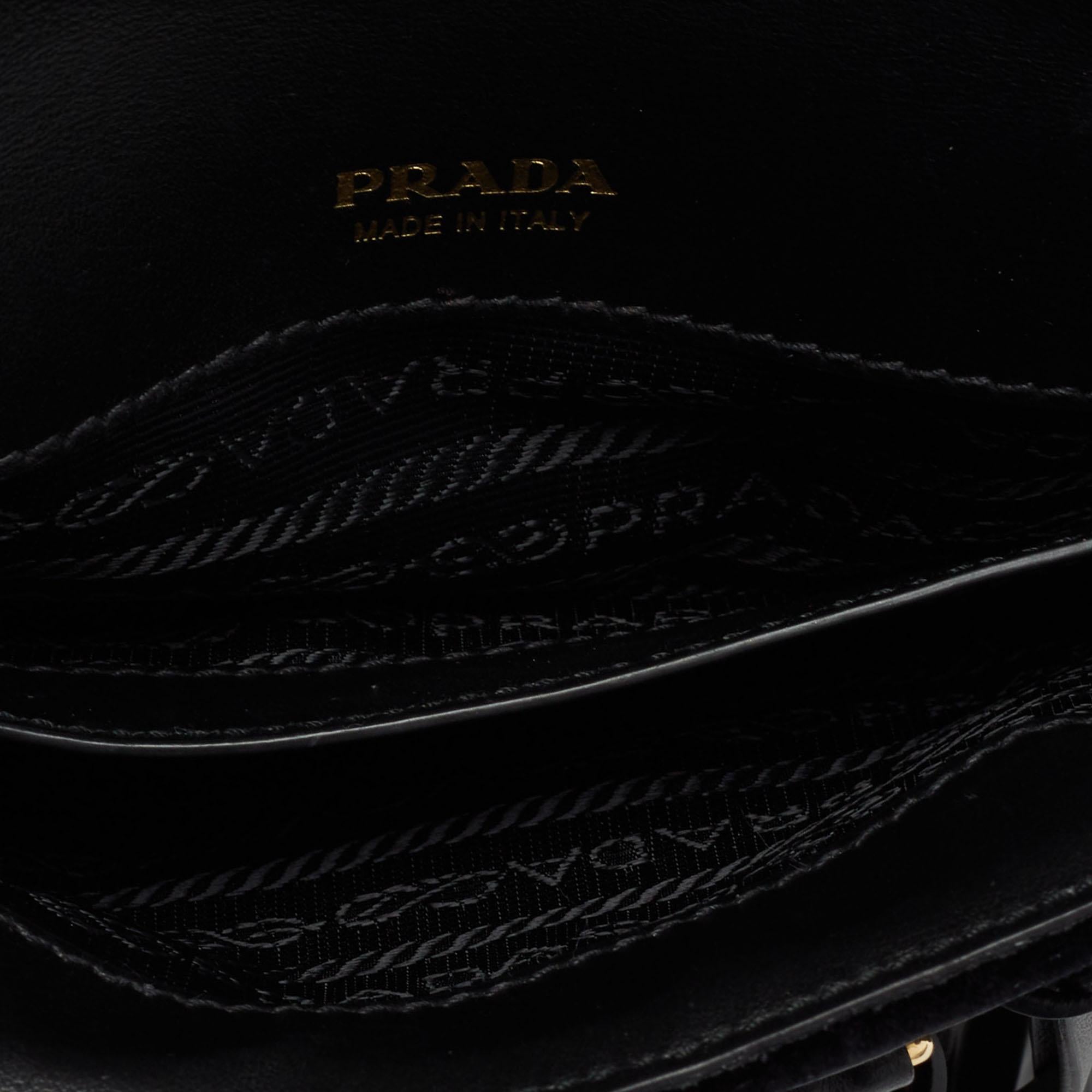 Prada Black Velvet and Leather Corsaire Chain Belt Bag 5