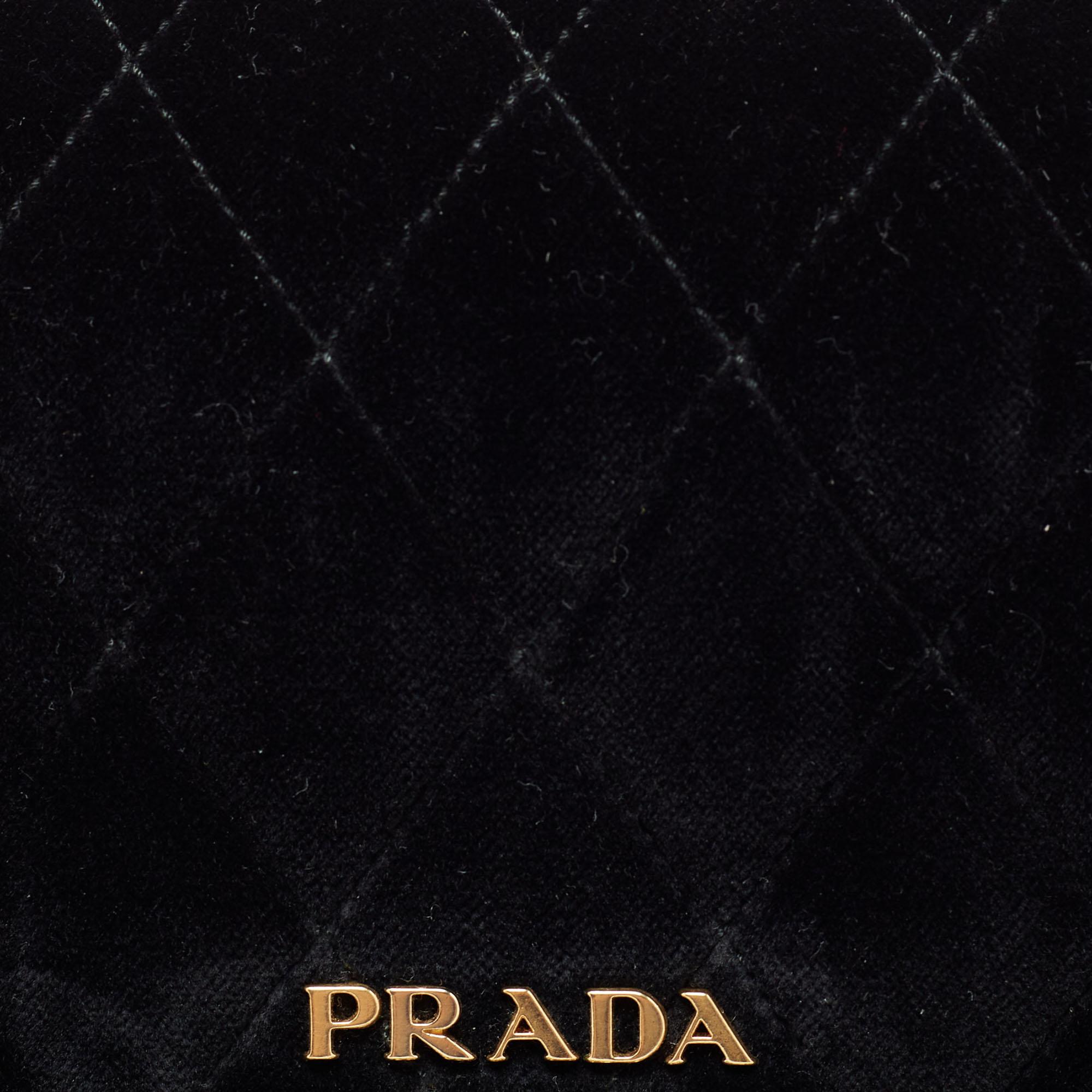 Prada Black Velvet and Leather Corsaire Chain Belt Bag 2